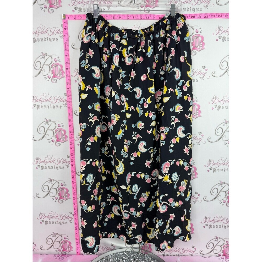 Skirt flowers vintage flowy Black Floral Print Maxi Skirt - Women's
